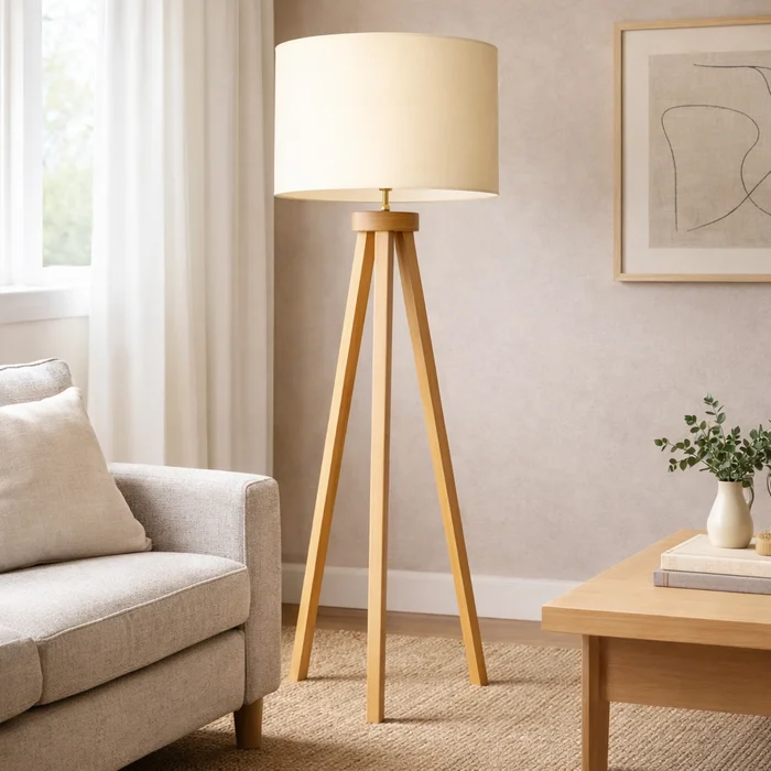 Luminaria de pie "Tripode" en Madera natural - Muebles, Uruguay | Casa Ernesta, vista 2