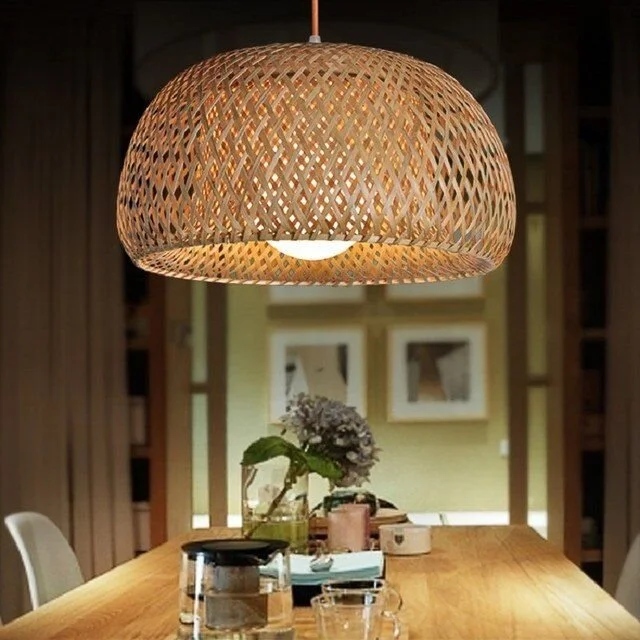 Lámpara Colgante Fibra Natural Bambú Diámetro 45cm en Madera natural - Lámparas colgantes, Uruguay | Berna Home, vista 5