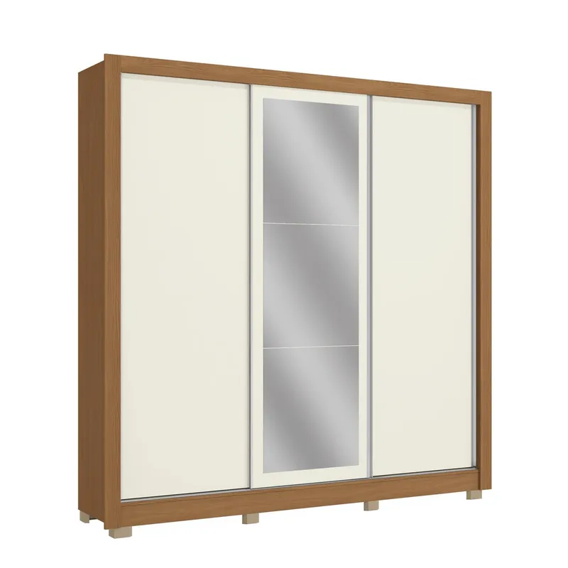 Ropero c/Espejo 3 Puertas Corredizas y 2 Cajones - 223cm. en Off-white - Roperos y placares, Uruguay | Delta Center