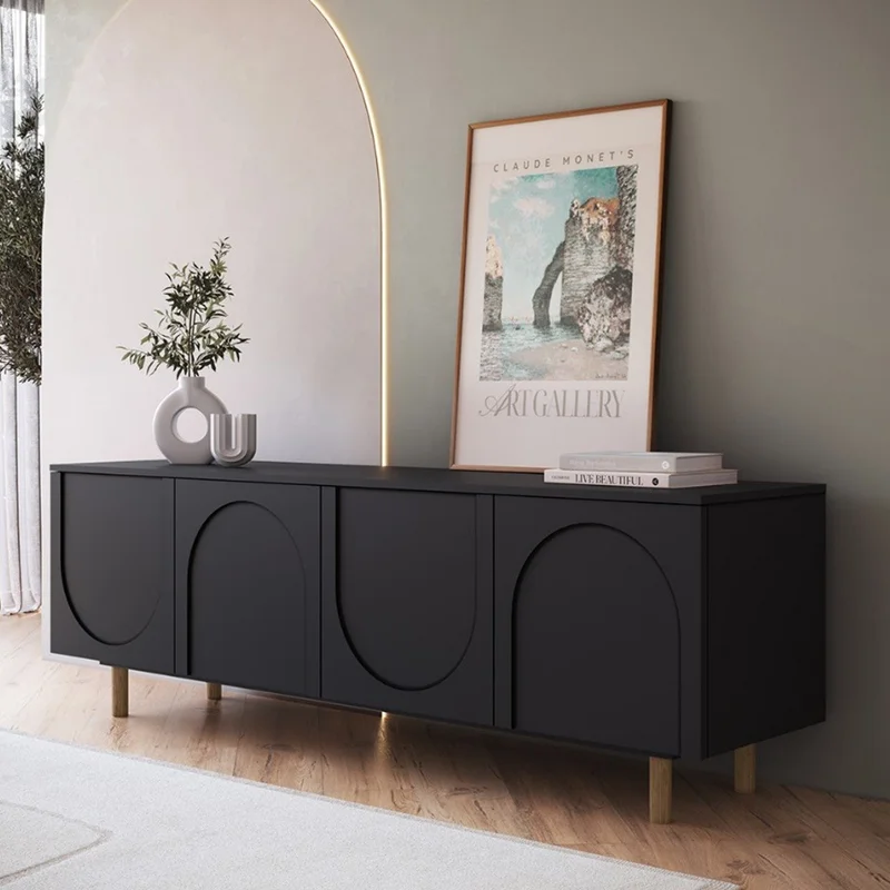 Rack Arco 160 cm - Negro en Madera natural - Muebles para TV, Uruguay | Berna Home, vista 4