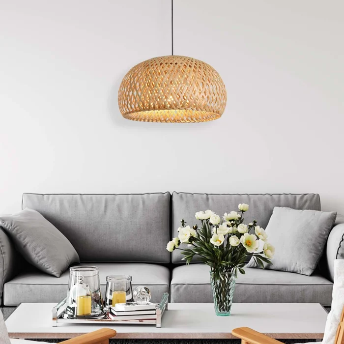 Lámpara Colgante Fibra Natural Bambú Diámetro 45cm en Madera natural - Lámparas colgantes, Uruguay | Berna Home, vista 6
