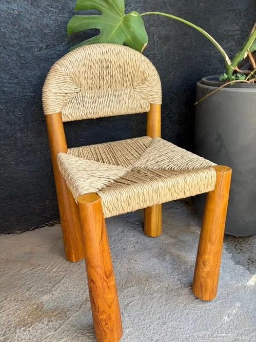 Sillas teca y ratan natural en Madera natural - Butacas, banquetas y puffs, Uruguay | Balihai