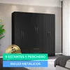 Armario Ropero Placard de 6 Puertas Línea Plus con 2 Cajones y Perchero Horizontal - MDP - Negro en Negro - Roperos y placares, Uruguay | Mulata, vista 10 de 11