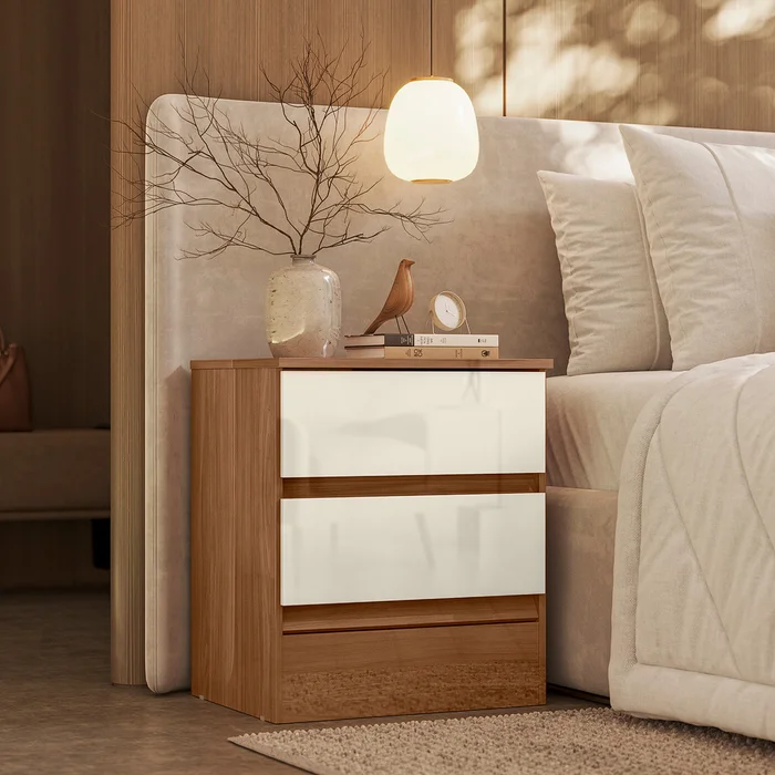Mesa De Luz Fit 2 Cajones Moderna 100% Mdp en Marrón - Mesas de luz, Uruguay | Soy Hogar, vista 3