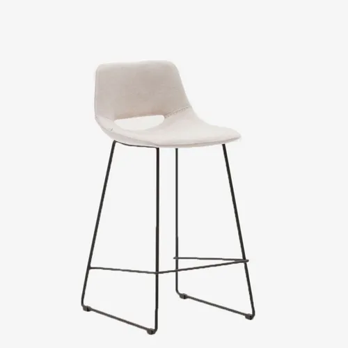 Taburete Zahara - beige y acero con acabado negro altura 65 cm en Marrón - Butacas, banquetas y puffs, Uruguay | Kavehome