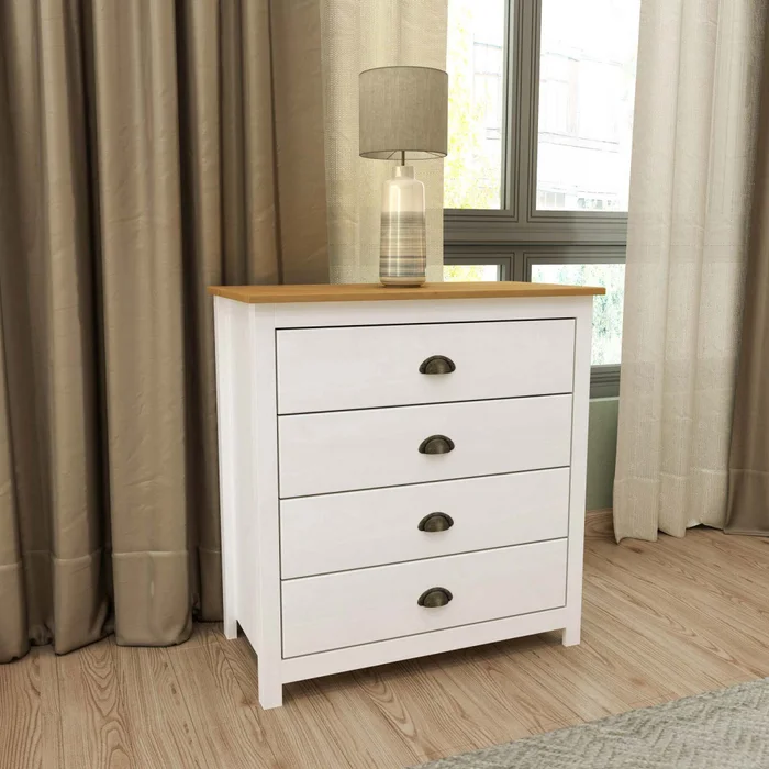 Cómoda 4 Cajones Pino Natural-beige Topazio en Blanco - Cómodas, Uruguay | Divino, vista 4