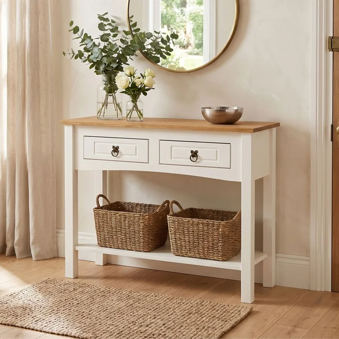 Aparador 2 Cajones Madera Maciza - Linea Mexicana en Blanco - Aparadores y recibidores, Uruguay | Rústico Hogar
