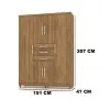 Ropero Placard 6 Puertas 3 Cajones Varios Estantes Y Patas en Madera natural - Roperos y placares, Uruguay | Soy Hogar, vista 5 de 8