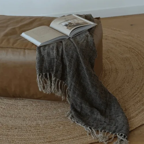 THROW RUSTICO LINO en Verde - Textiles, Uruguay | Masinfinito Casa