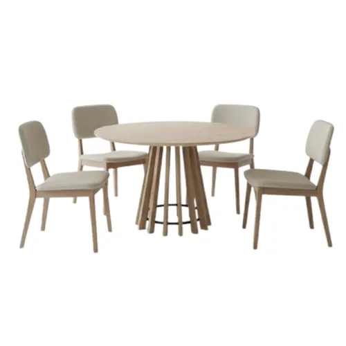 Juego de Comedor Mesa Redonda Pipa 110 cm + 4 Sillas Classic – Olmo - Sillas, Uruguay | Berna home