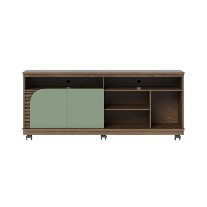 Rack Tv 2 Puertas Varios Estantes Y Ruedas Hasta 65 Pulgadas en Marrón - Muebles para TV, Uruguay | Soy Hogar, vista 2