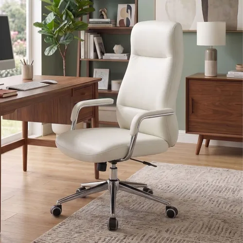 Silla de oficina Cromada 4 Posiciones - Pole - Blanco en Blanco - Escritorios y sillas de escritorio, Uruguay | Rústico Hogar
