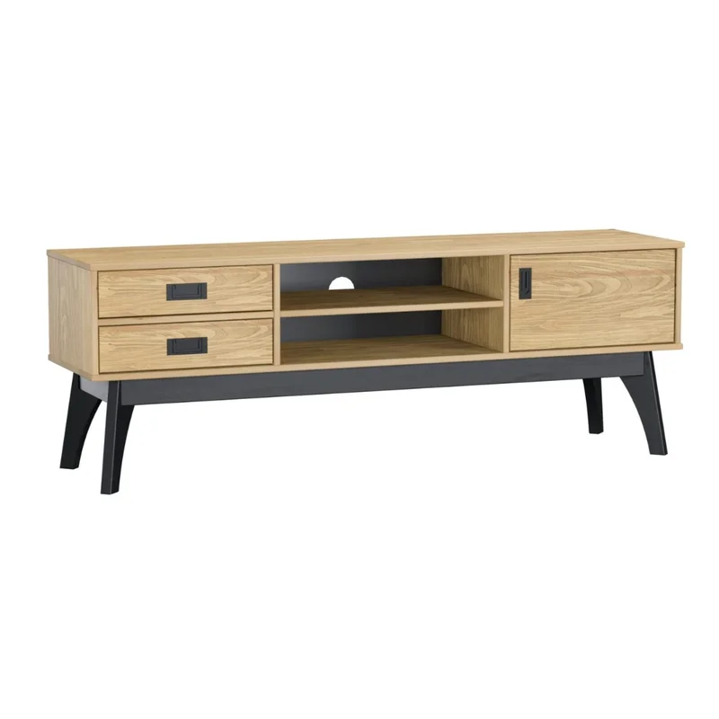 Rack Texas 150cm - Madera Maciza/ Negro en Madera natural - Muebles para TV, Uruguay | Berna Home, vista 5