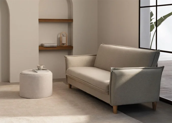 Sillón Cama Lauren c/Baúl - Beige en Beige - Sillones y sofás, Uruguay | Samic, vista 2