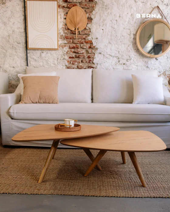 Conjunto Mesas de Centro Ovaladas Orla - Almendra en Madera natural - Mesas de living, Uruguay | Berna home, vista 2