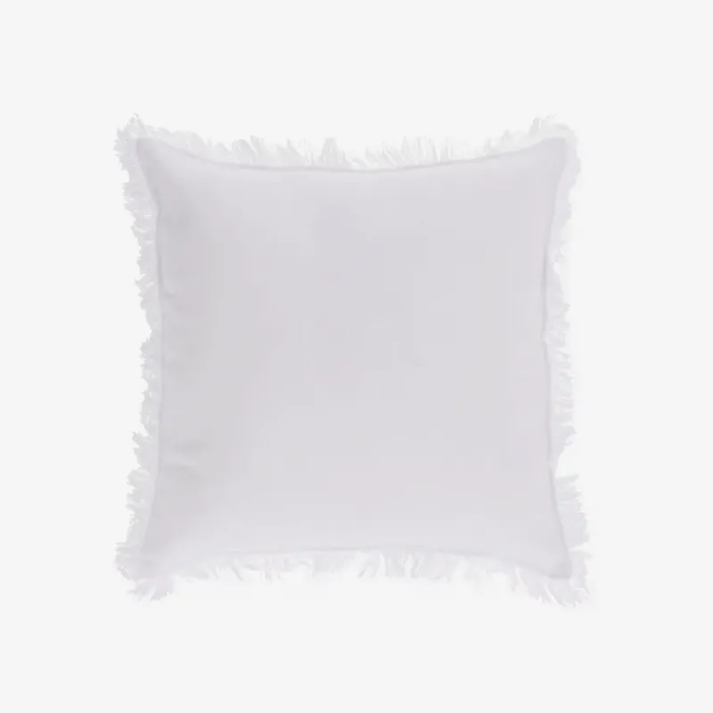 Almohadón Almira algodón y lino flecos beige 45 x 45 cm - blanco 45 x 45 cm en Blanco - Textiles, Uruguay | Kavehome