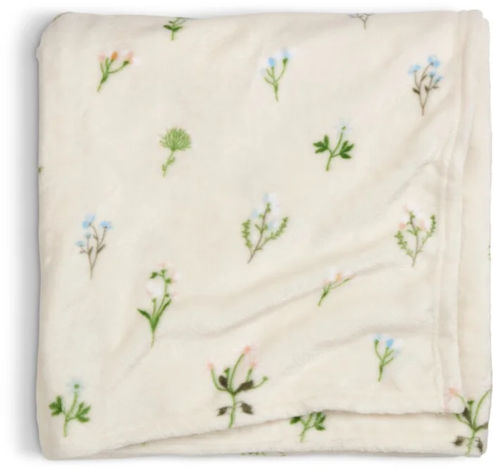 Manta throw ENGSOLEI 130x170 fleece blanco/verde - Textiles, Uruguay | JYSK