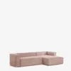 Sofá Blok 3 plazas chaise longue - derecho pana gruesa rosa 300 cm en Rosa - Sillones y sofás, Uruguay | Kavehome, vista 1 de 10