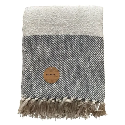 MANTA TEJIDA ALGODÓN 125X150CM BICOLOR GRIS en Gris - Textiles, Uruguay | Decohogar
