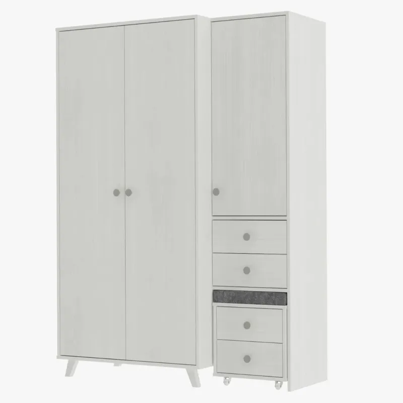 Ropero 3 Puertas Madera Maciza - Línea Versátil en Blanco - Roperos y placares, Uruguay | Ecowood