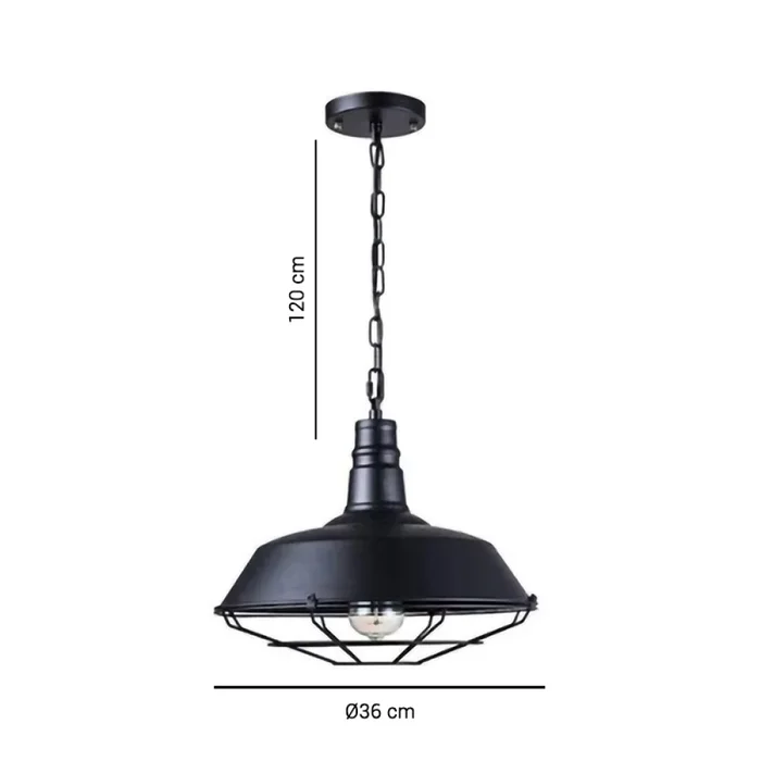 Lámpara Colgante Vintage Reja ø 36 cm en Negro - Lámparas colgantes, Uruguay | Serlux, vista 5