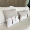 Almohadón lazo cuadrado a rayas blanco y beige (60cm) en Gris - Textiles, Uruguay | Dreams On Time, vista 2 de 3