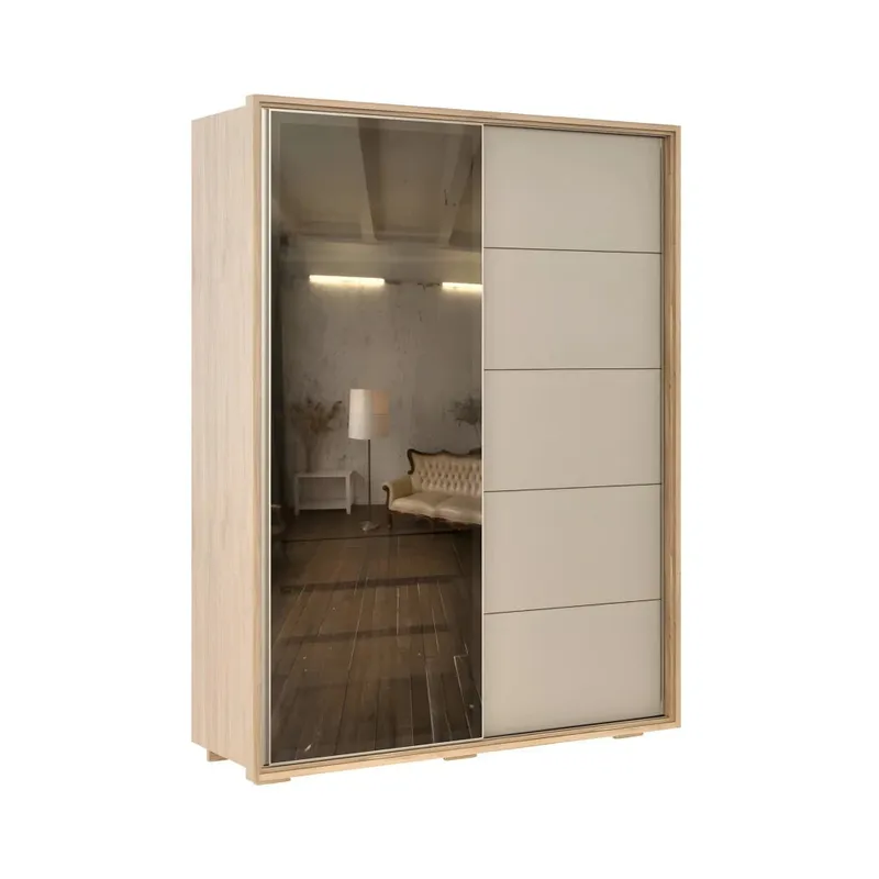 Ropero 2 puertas corredizas Nordik Reflect 1.8 - Text en Madera natural - Roperos y placares, Uruguay | Ecowood