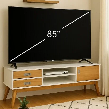 Rack de tv Linea Metro - Blanco/Miel en Multicolor - Muebles para TV, Uruguay | La Cueva Muebles, vista 5