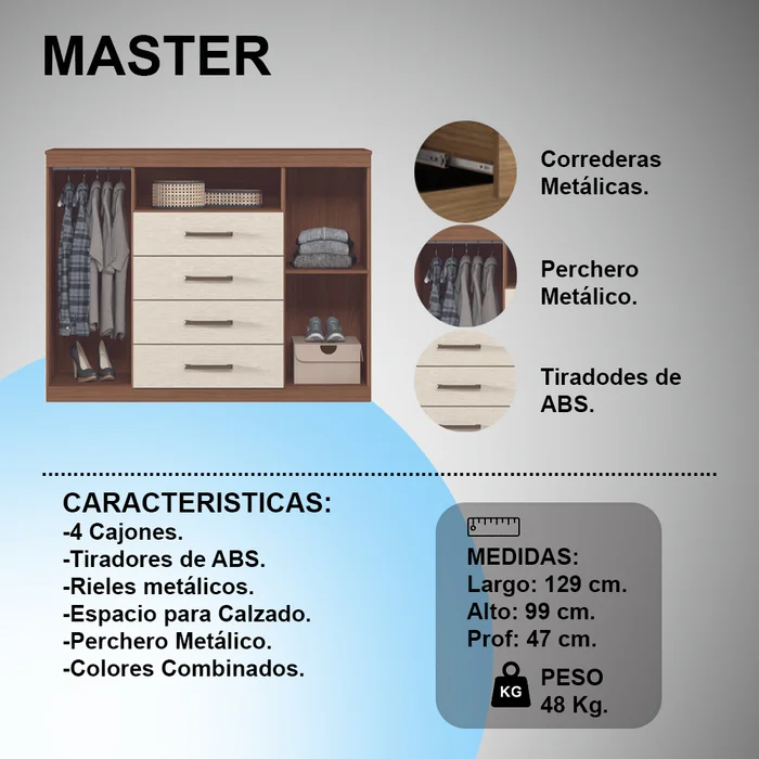 Comodas Cajoneras 2 Puertas 4 Cajones Dormitorio Jatoba Arena en Jatoba Arena - Cómodas, Uruguay | Soy Hogar, vista 4