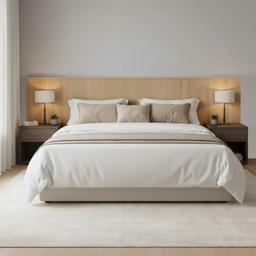 Respaldo Queen continuo Chloe - Moderna - Hanover en Madera natural - Respaldos de cama, Uruguay | Rústico Hogar