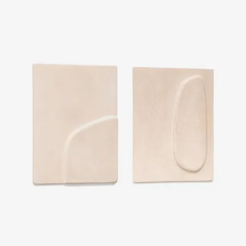 Set Mirta de 2 cuadros de papel maché beige 29 x 39 cm en Beige - Decoración de pared, Uruguay | Kavehome