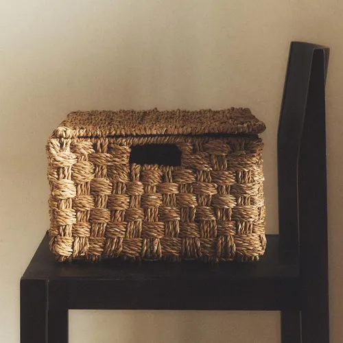 CESTA RECTANGULAR TAPA SEAGRASS en Madera natural - Canastos, Uruguay | Zara Home