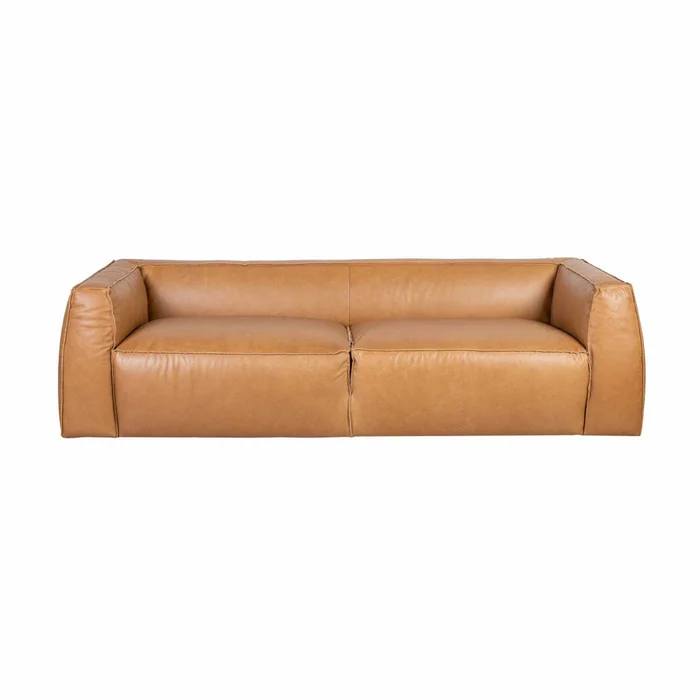 Sofá 3 Cuerpos Cuero Marron Tufa Camel en Beige - Sillones y sofás, Uruguay | Divino, vista 3