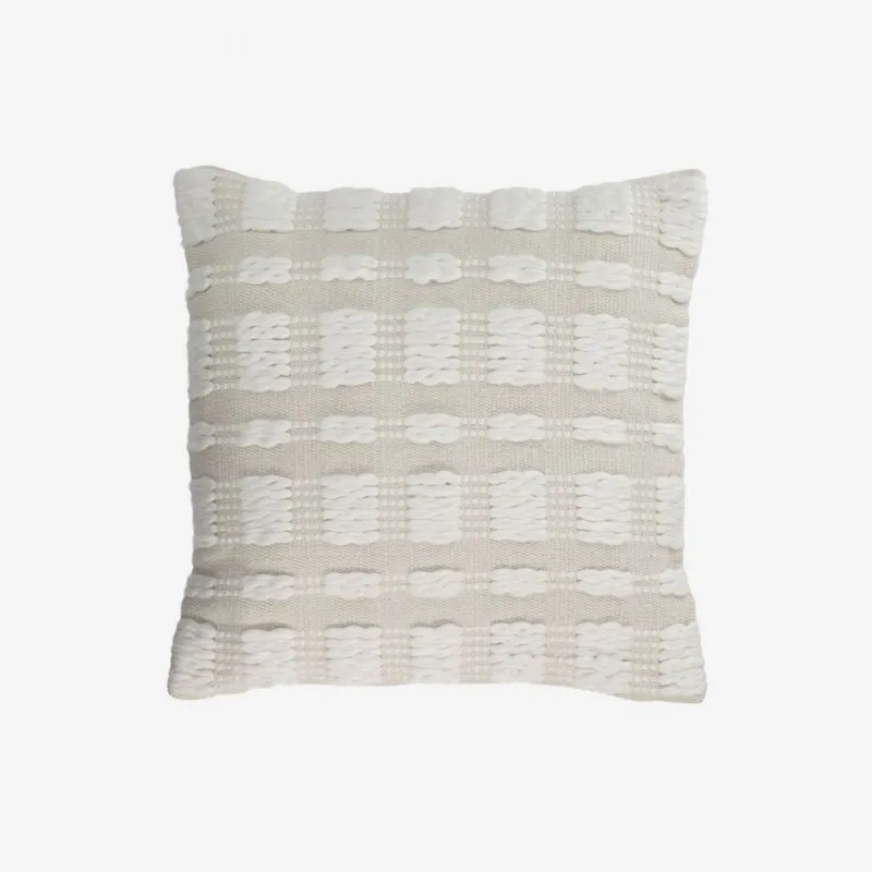 Almohadón Aima beige y blanco - 45 x 45 cm en Blanco - Textiles, Uruguay | Kavehome