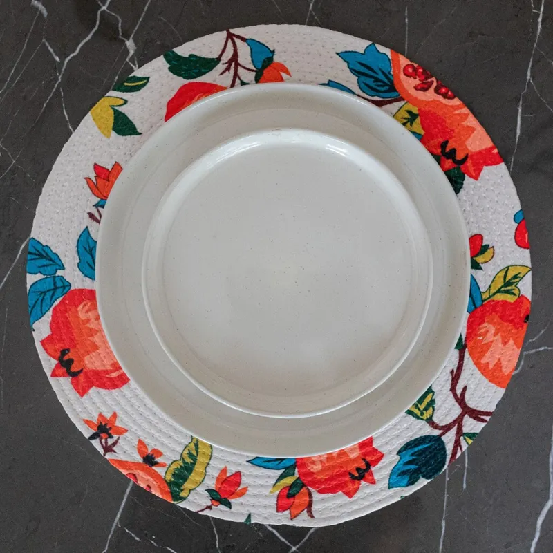 Individual redondo Flores en Multicolor - Textiles, Uruguay | Buho Store