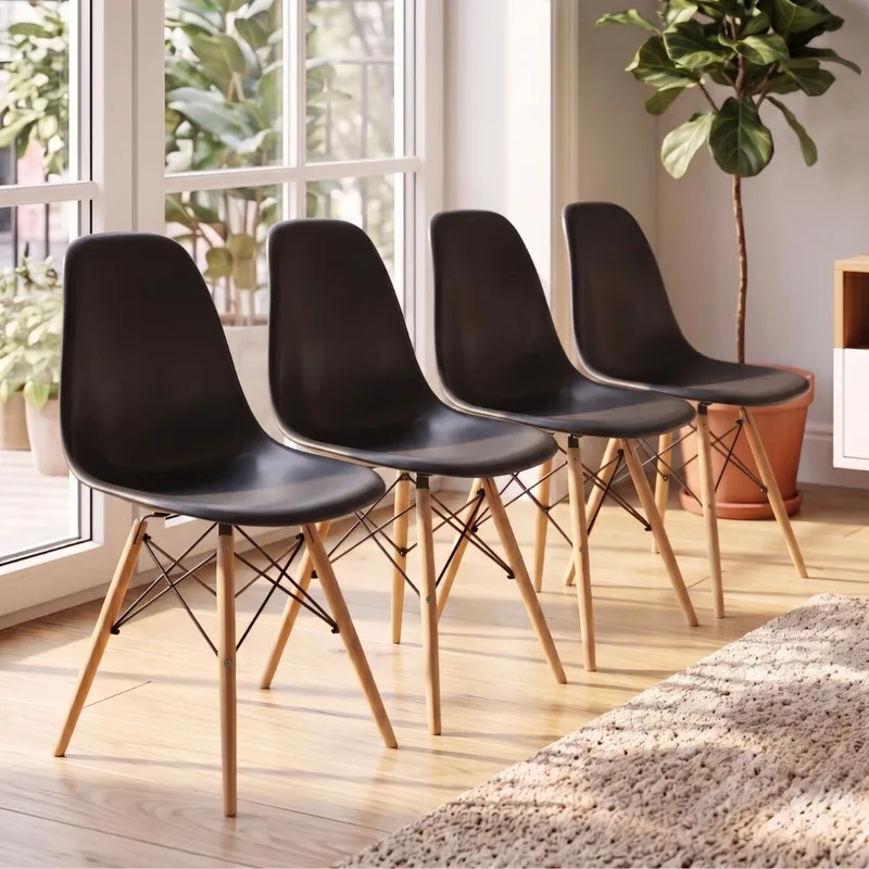 Silla Eames Pack 4 Unidades Calidad Premium - Negro en Negro - Sillas, Uruguay | Rústico Hogar
