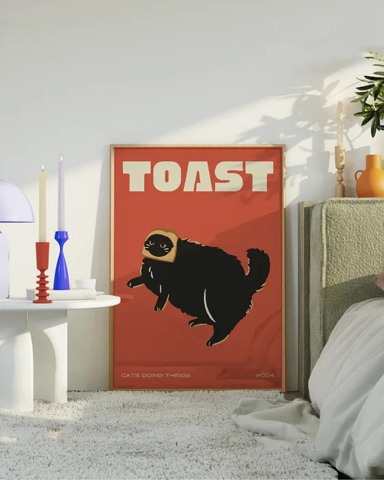 Cat - Toast en Rojo - Láminas, Uruguay | La Cuadrería, vista 2