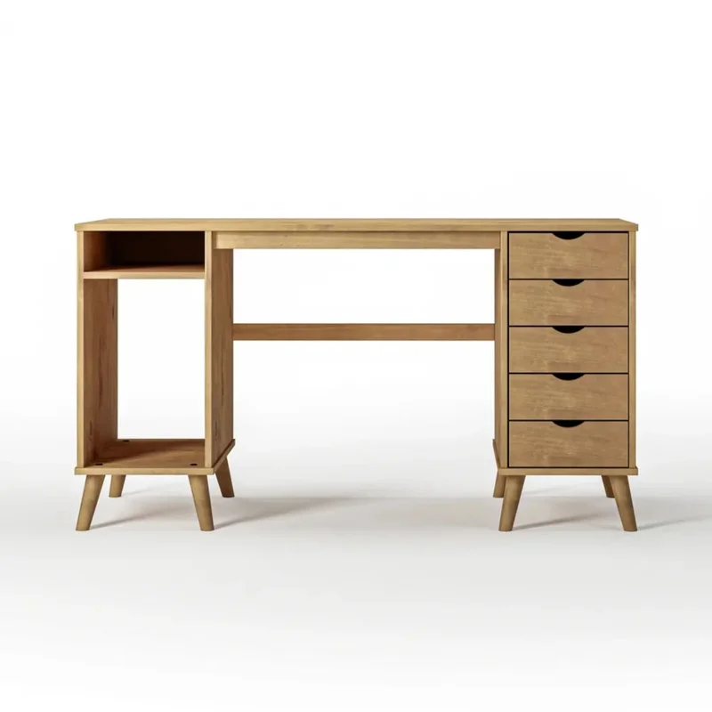 Escritorio 5 Cajones 2 Nichos - Linea Berlín - Marrón en Marrón - Escritorios, Uruguay | Ecowood, vista 4