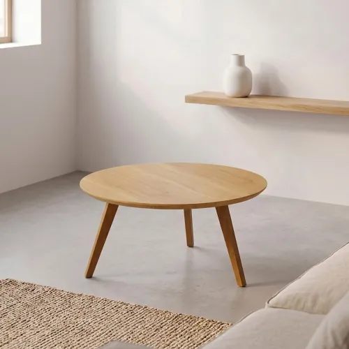Mesa de Centro Classic - Redonda - Natural en Blanco - Mesas de living, Uruguay | NYR
