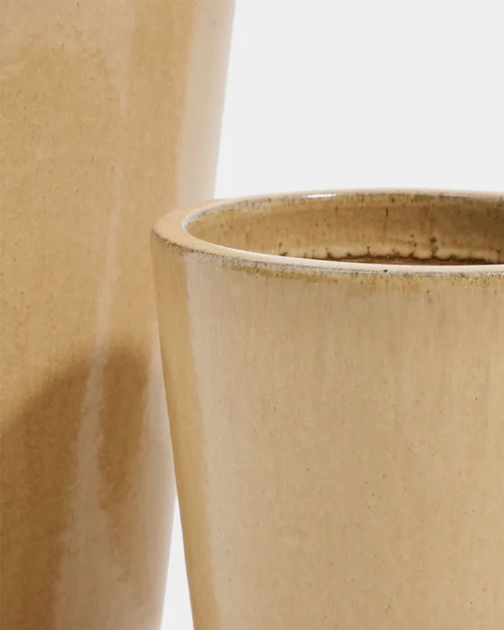 Set Rotja de 3 maceteros de terracota con acabado beige glaseado Ø 26 / 35 / 47 cm. en Beige - Muebles para el exterior, Uruguay | Kavehome, vista 3