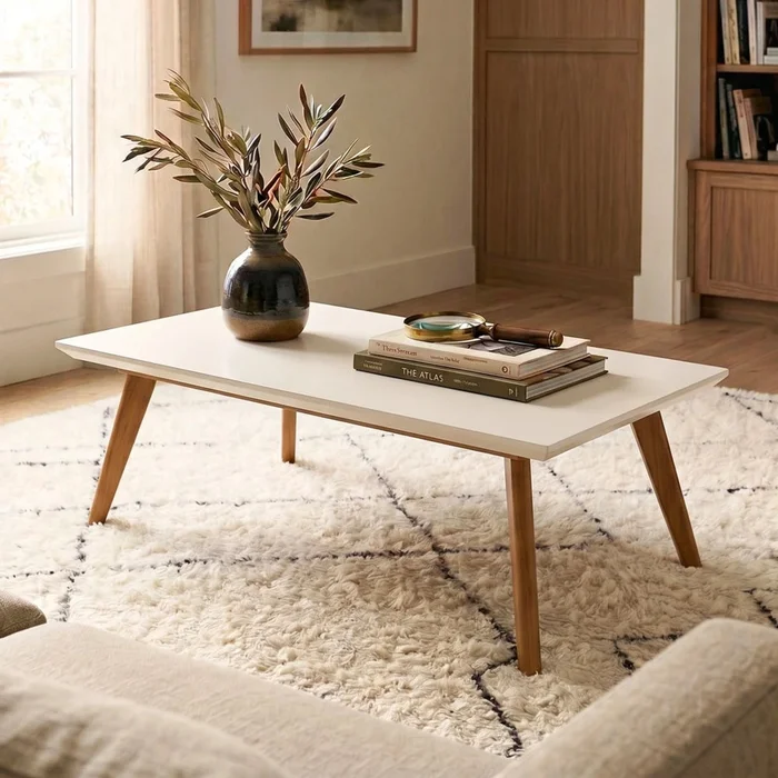 Mesa de Centro Classic -Rectangular - Línea Nevada - Blanco en Blanco - Mesas de living, Uruguay | Ecowood