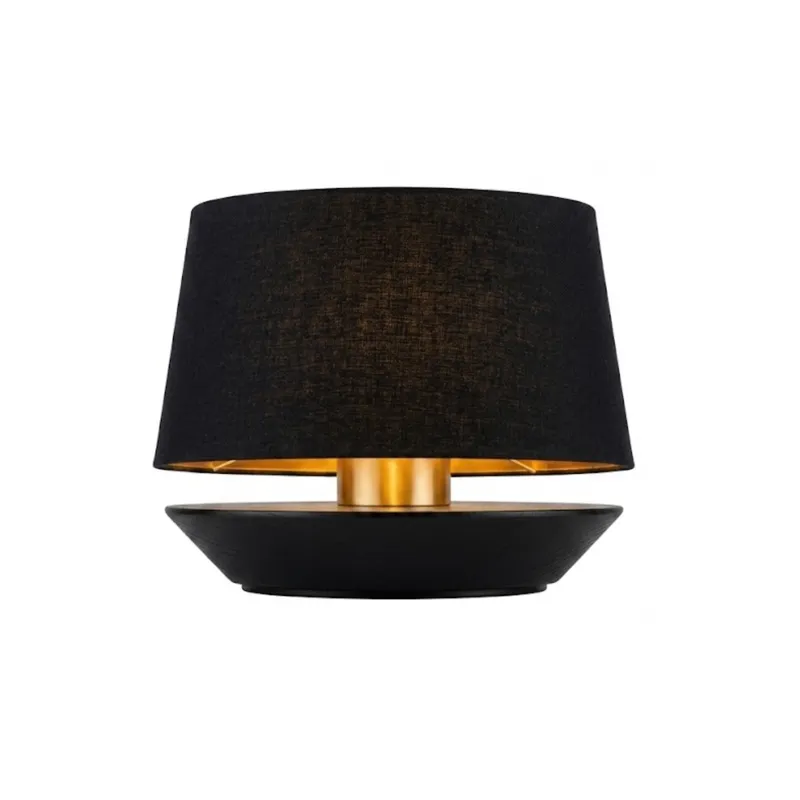 Lampara de Mesa Mini – Madera Negro / Lino Negro en Negro - Lámparas de mesa, Uruguay | Berna home