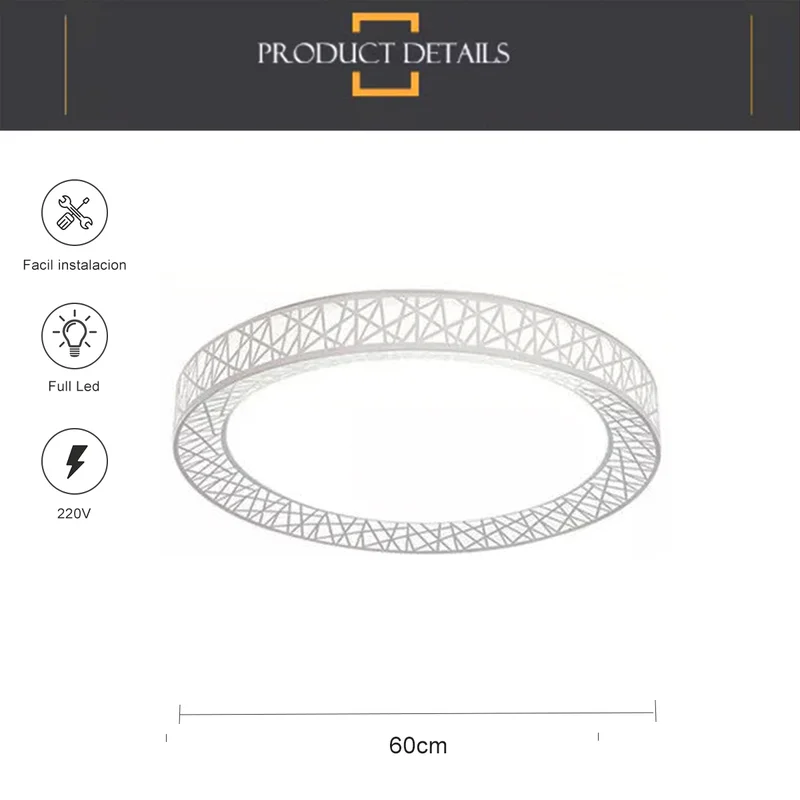 Luminaria plafón techo full led nórdico metálico 37W en Blanco - Lámparas colgantes, Uruguay | Decotech, vista 6