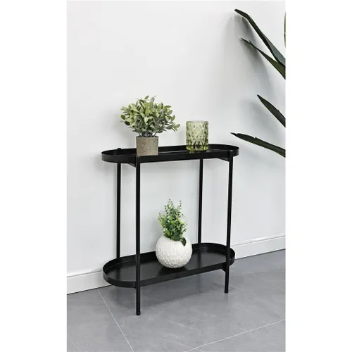 CONSOLA 2 NIVELES 54X25X56CM METAL NEGRO en Negro - Mesas de comedor, Uruguay | Decohogar