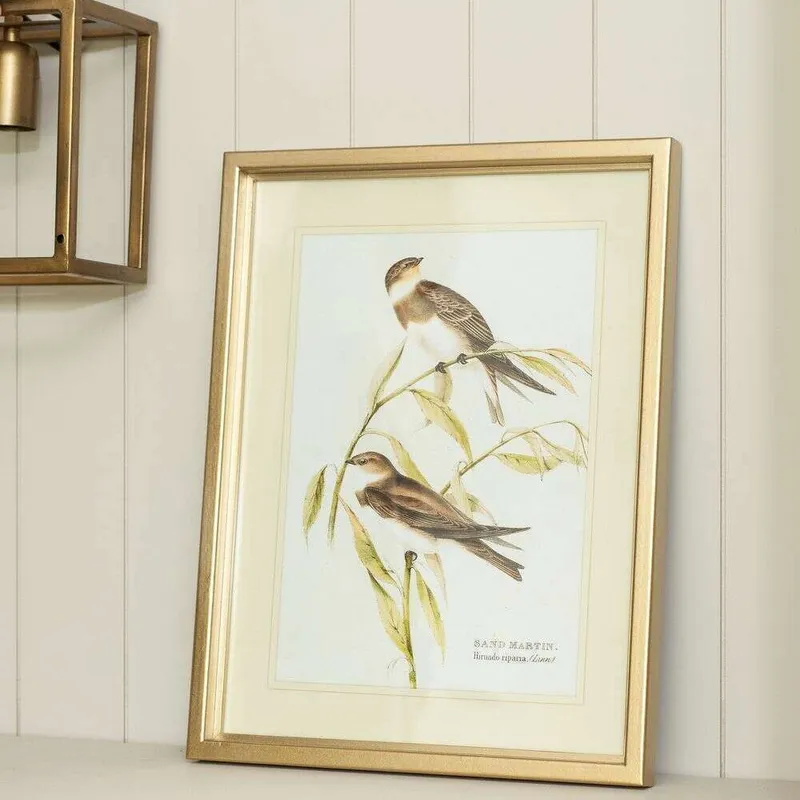 CUADRO BIRDS 1 - MARCO GOLD – 45 X 35 CMS en Dorado - Decoración de pared, Uruguay | La Iberica