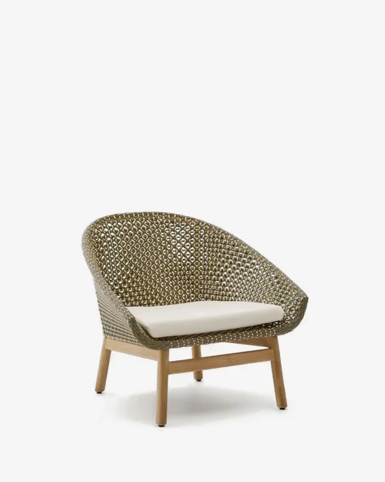 Butaca Olbia de ratán sintético y madera maciza de teca FSC 100% en Verde - Butacas, banquetas y puffs, Uruguay | Kavehome