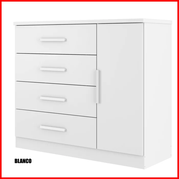 Comoda 4 cajones + puerta – Genova 10270104 - Cómodas, Uruguay | Punto Unión, vista 2