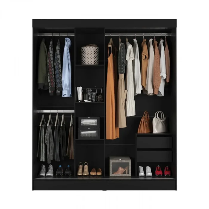 Ropero 3 Puertas Wardrobe - Negro Mate en Negro - Roperos y placares, Uruguay | Rústico Hogar, vista 3