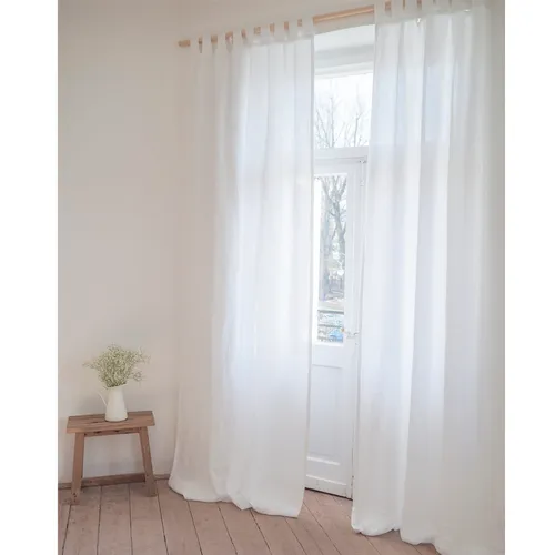 Cortina en lino Tab Tops blanca ó natural paño 250cm en Blanco - Textiles, Uruguay | Alta Gracia Deco