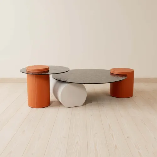 Mesa Ratona Vidrio-templado Gris Vetro en Multicolor - Mesas de living, Uruguay | Divino